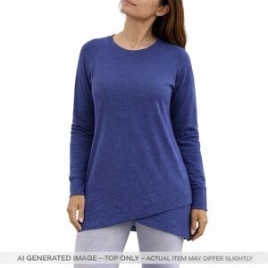 Athleta Tunic Top Womens Blue Small Modal Stretch Thumb Hole Athleisure Yoga